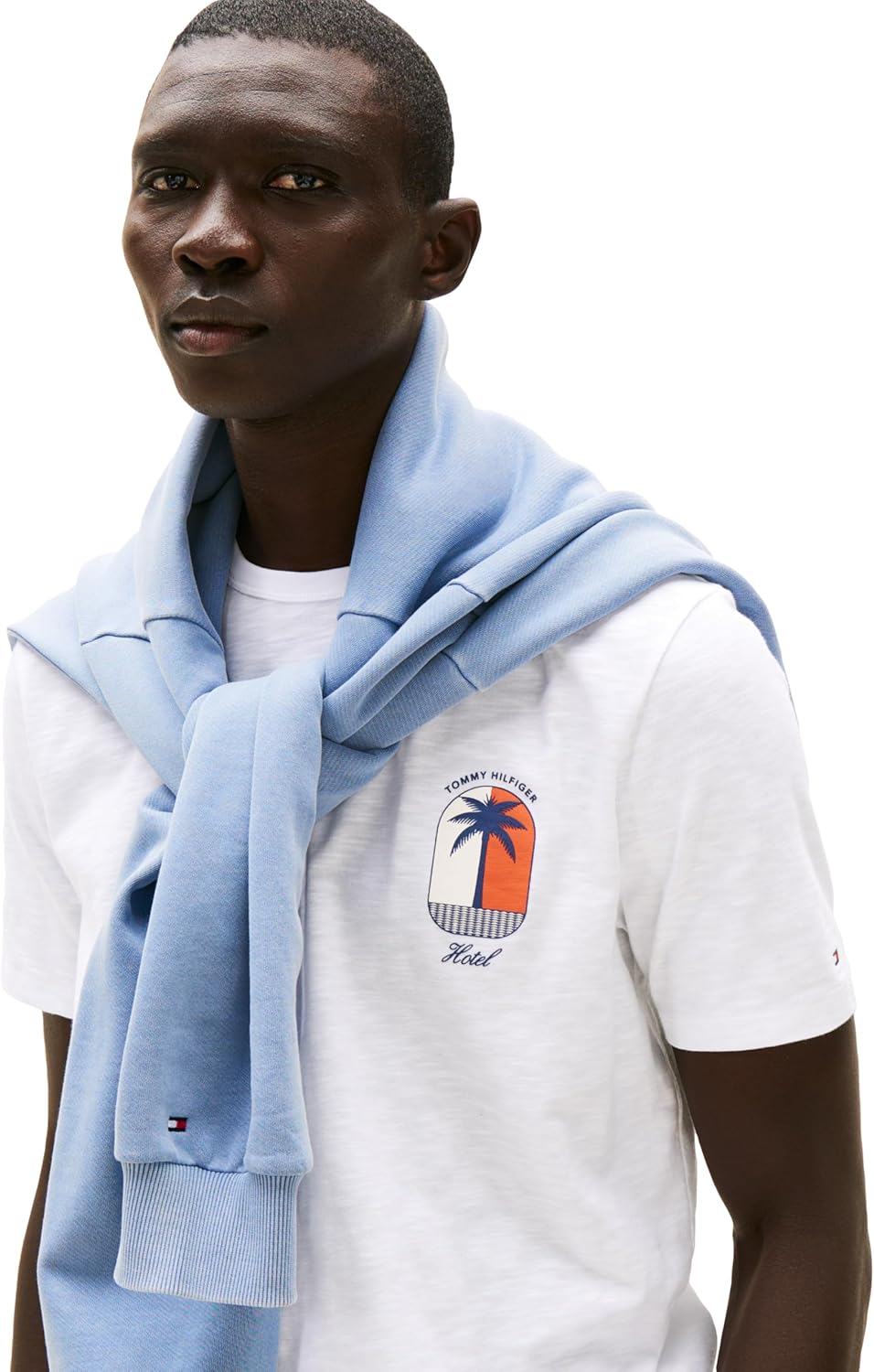 Мужские хлопковые футболки Tommy Hilfiger с коротким рукавом и летним логотипом, White — фото 2