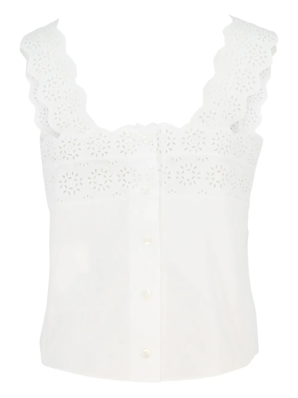 

Топ с фестонами и вышивкой FRAME, белый