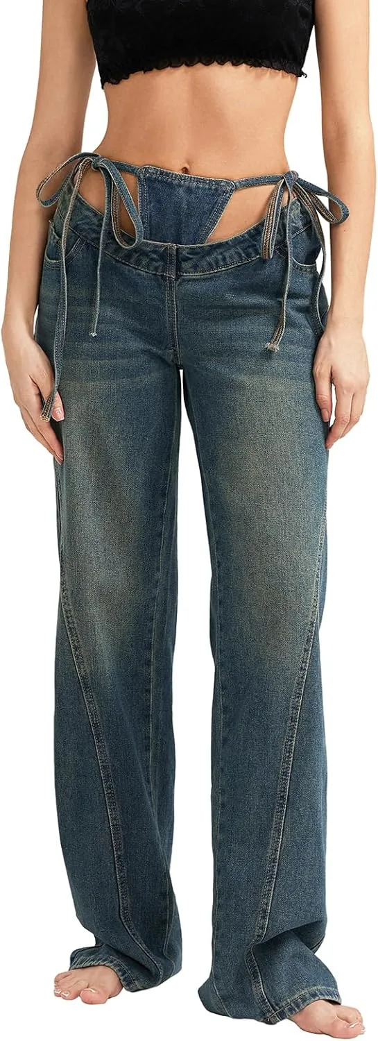 

Женские джинсы прямые широкие мешковатые high waisted relaxed fit деним Fuguibadn