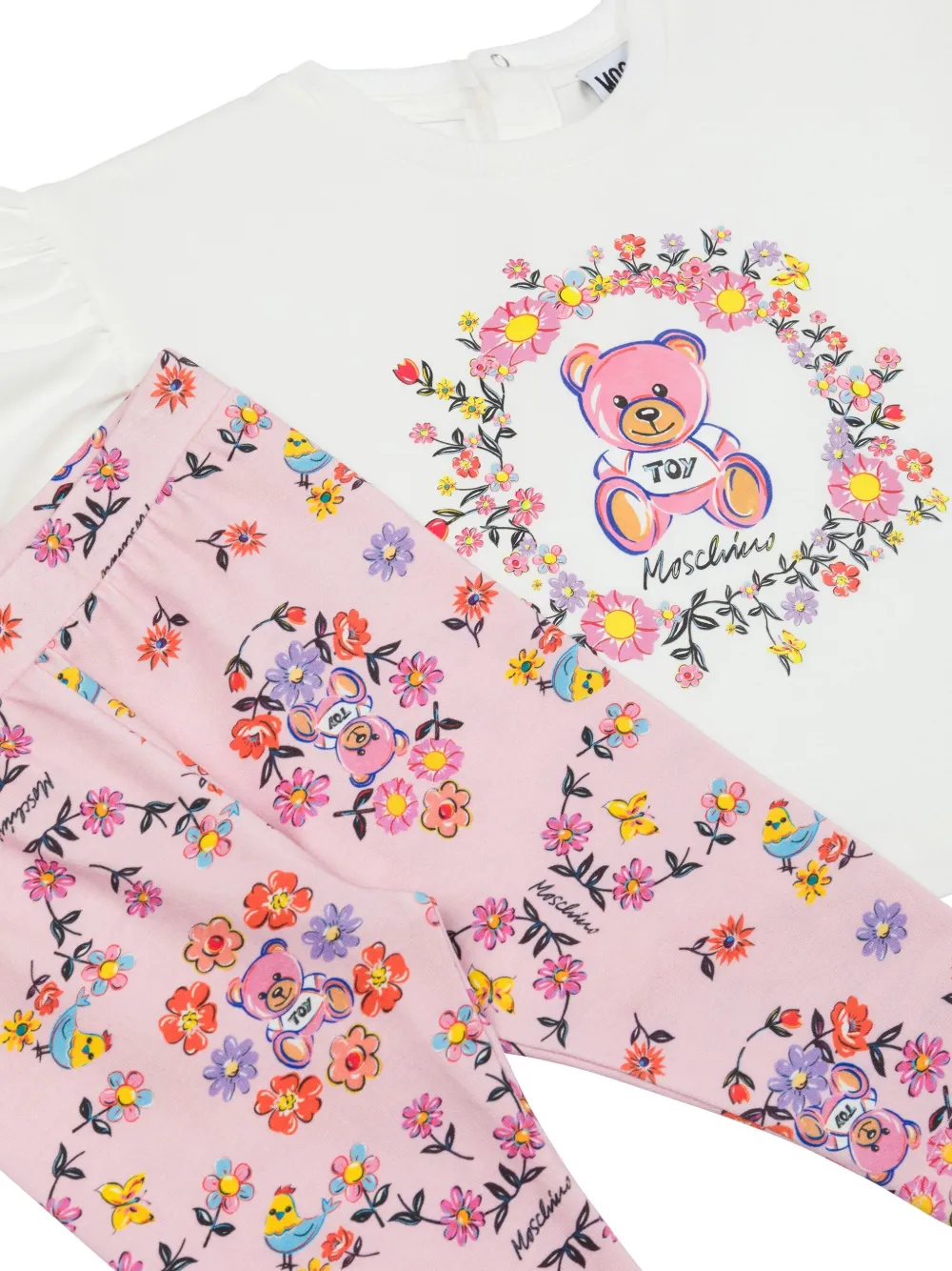 Комплект из топа и брюк с принтом Moschino Kids, белый — фото 3