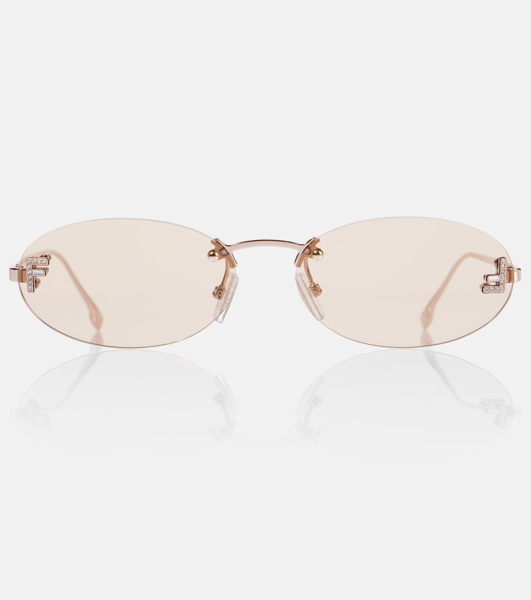 

Первые овальные солнцезащитные очки Crystal Fendi, Shiny Rose Gold/Beige