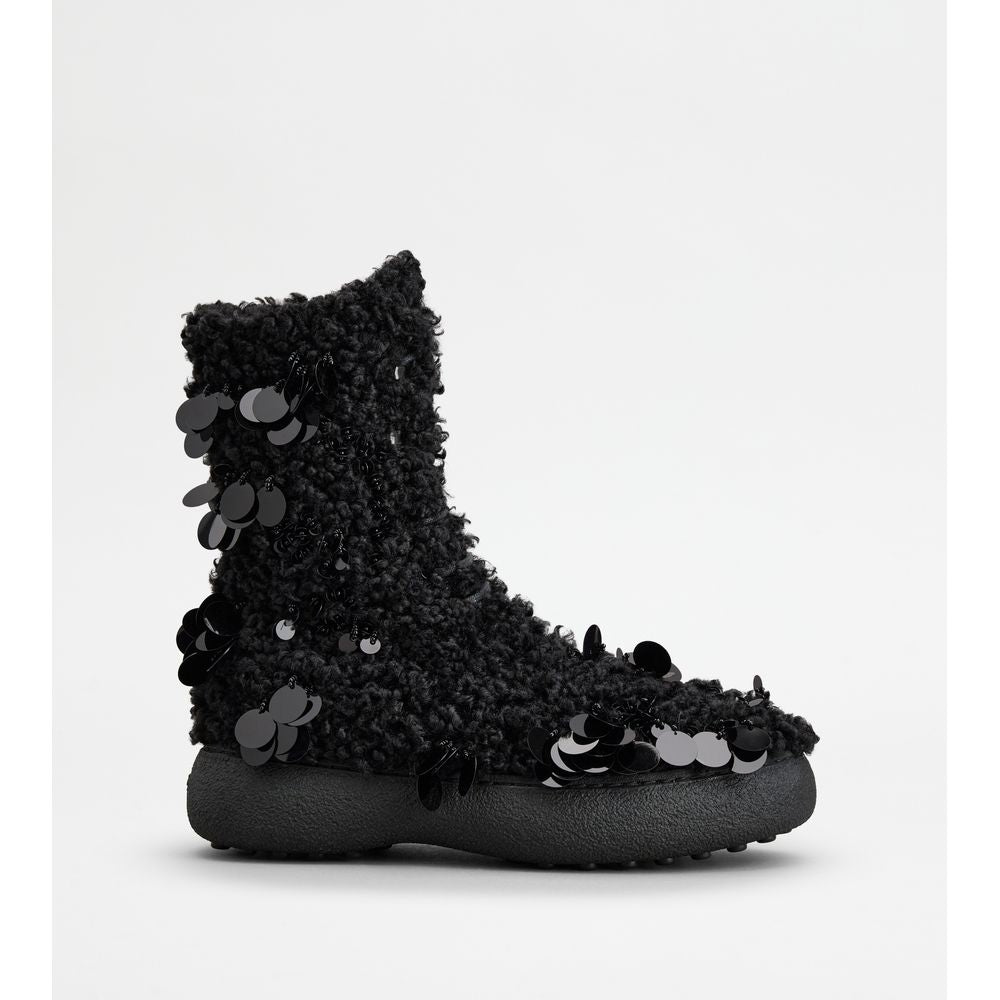 Ботильоны Tod's WG на шнуровке из искусственного меха, черный