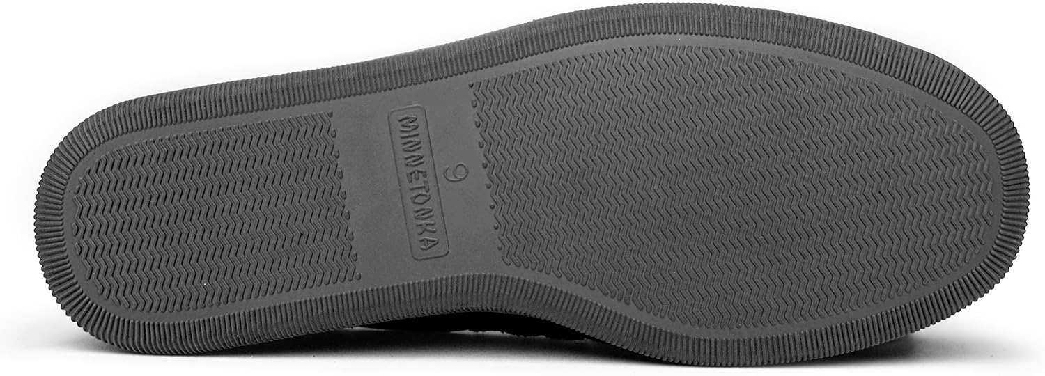 Мужские тапочки Minnetonka с плюшевой подкладкой и жесткой подошвой, черный — фото 3
