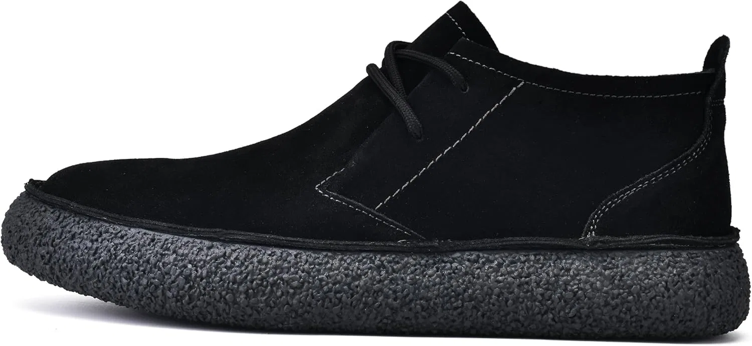 Мужские ботинки JIONS Desert Chukka на шнуровке, замшевые, с круглым носком и платформой, Black — фото 4