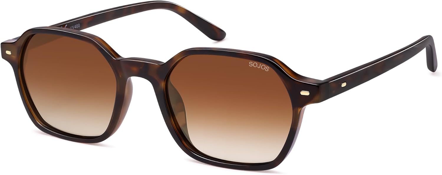 

Солнцезащитные очки SOJOS Retro Square Polarized Sunglasses для женщин и мужчин, модные, в стиле 70-х, тонкие и изящные, модель SJ2674, Tortoise Frame Brown Grading Lens