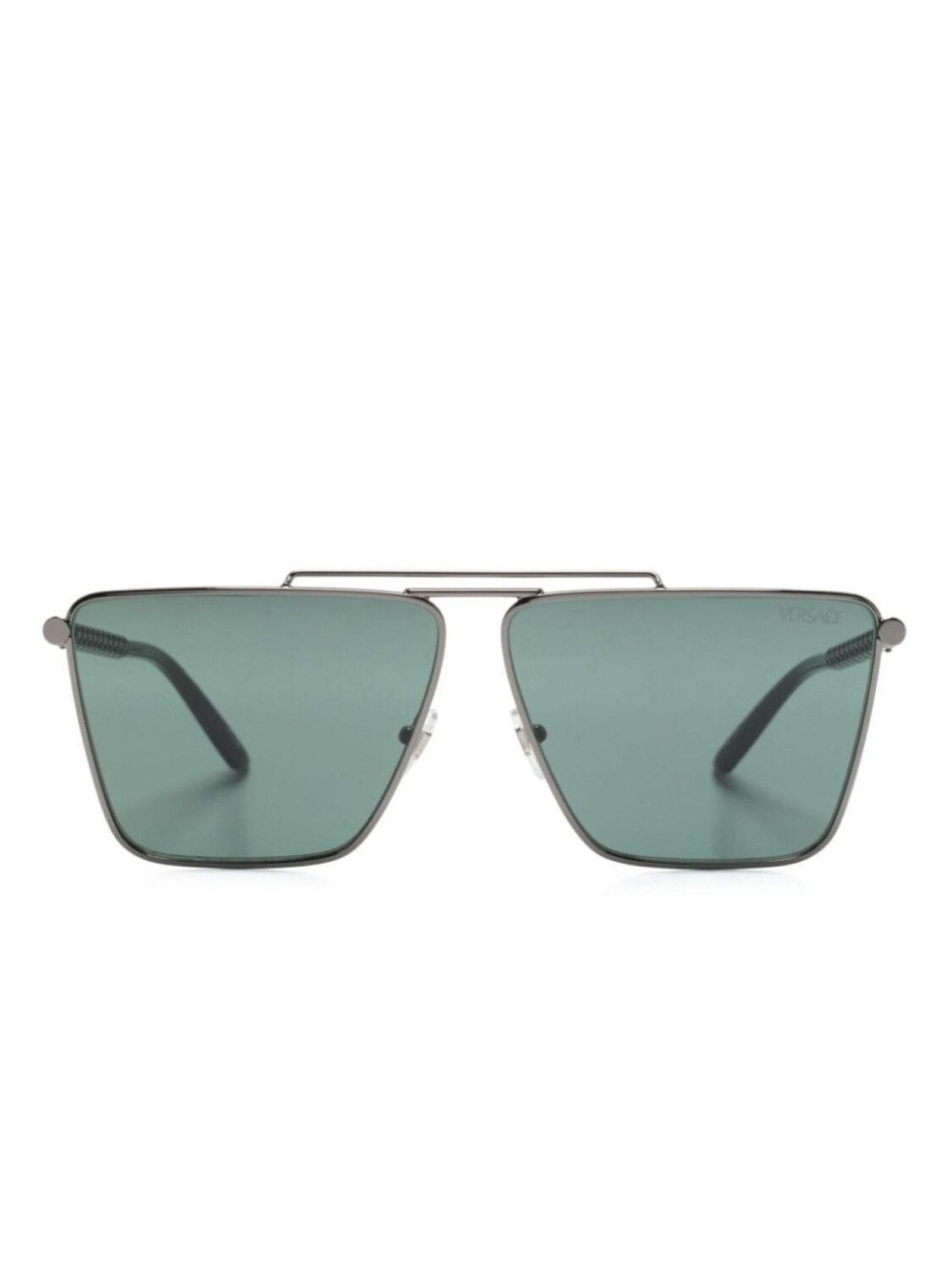

Versace Eyewear солнцезащитные очки Tubular Greca в прямоугольной оправе, черный