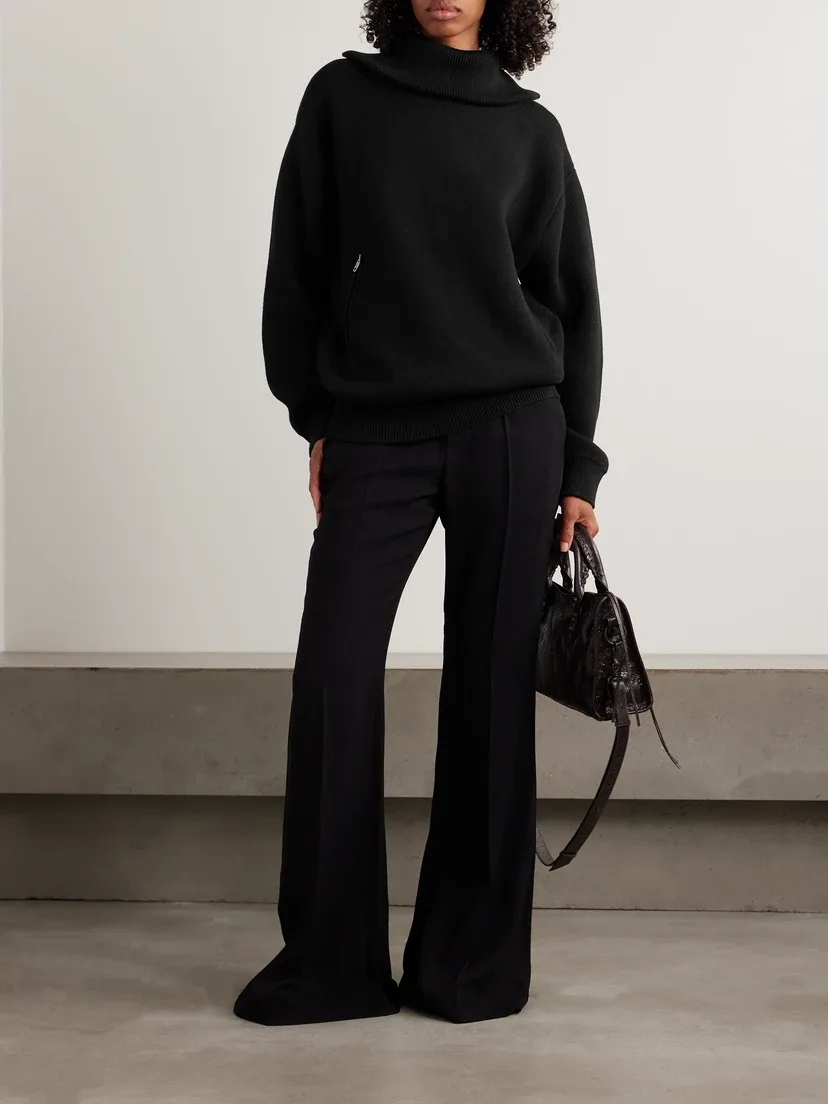 Хлопковый свитер на молнии до половины BALENCIAGA, черный — фото 2
