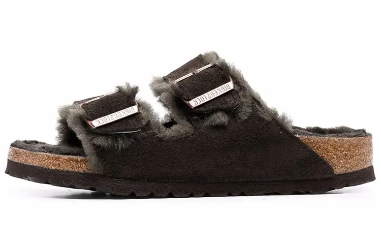 Женские сандалии Birkenstock с подкладкой из овчины и двойной пряжкой