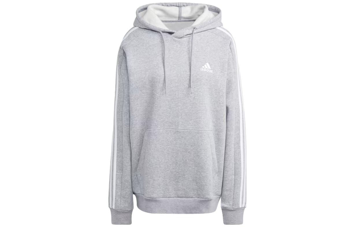 Бесплатная доставка с худи Essentials Fleece 3 Stripes AdiClub Adidas, средне-серый микс — фото 2