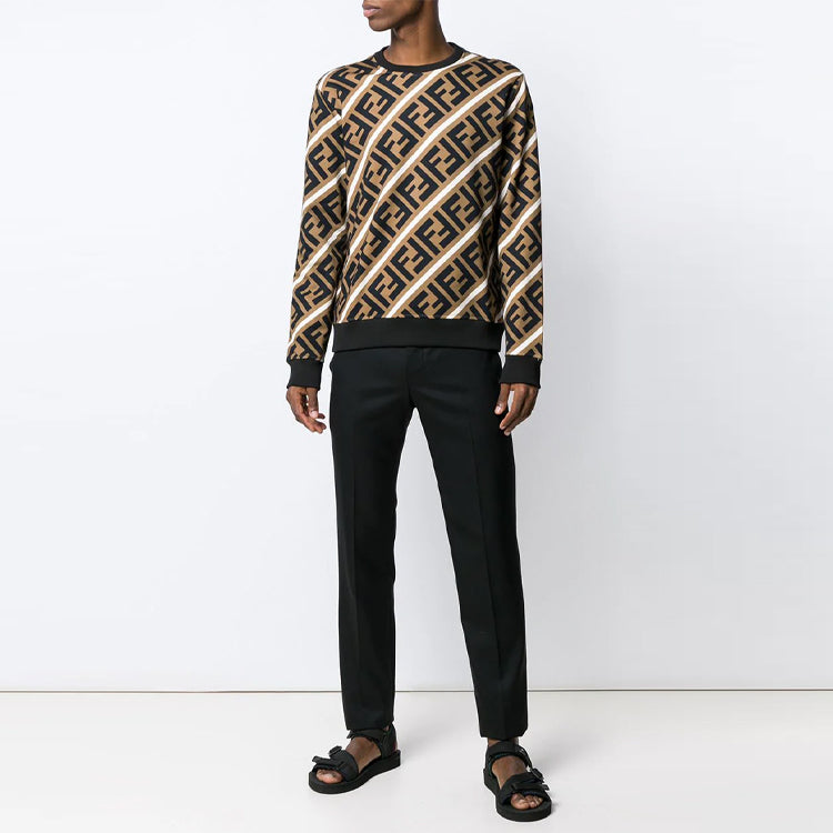 Худи Men's FENDI Logo Cotton Colorblock Sports Brown, коричневый — фото 3