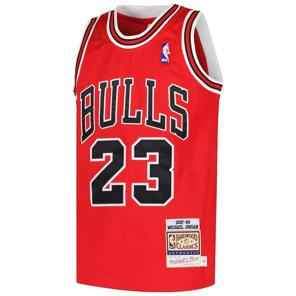 Молодежная аутентичная майка Mitchell & Ness Michael Jordan Red Chicago Bulls Hardwood Classics 1997-98 гг., цвет Bul Red — фото 3