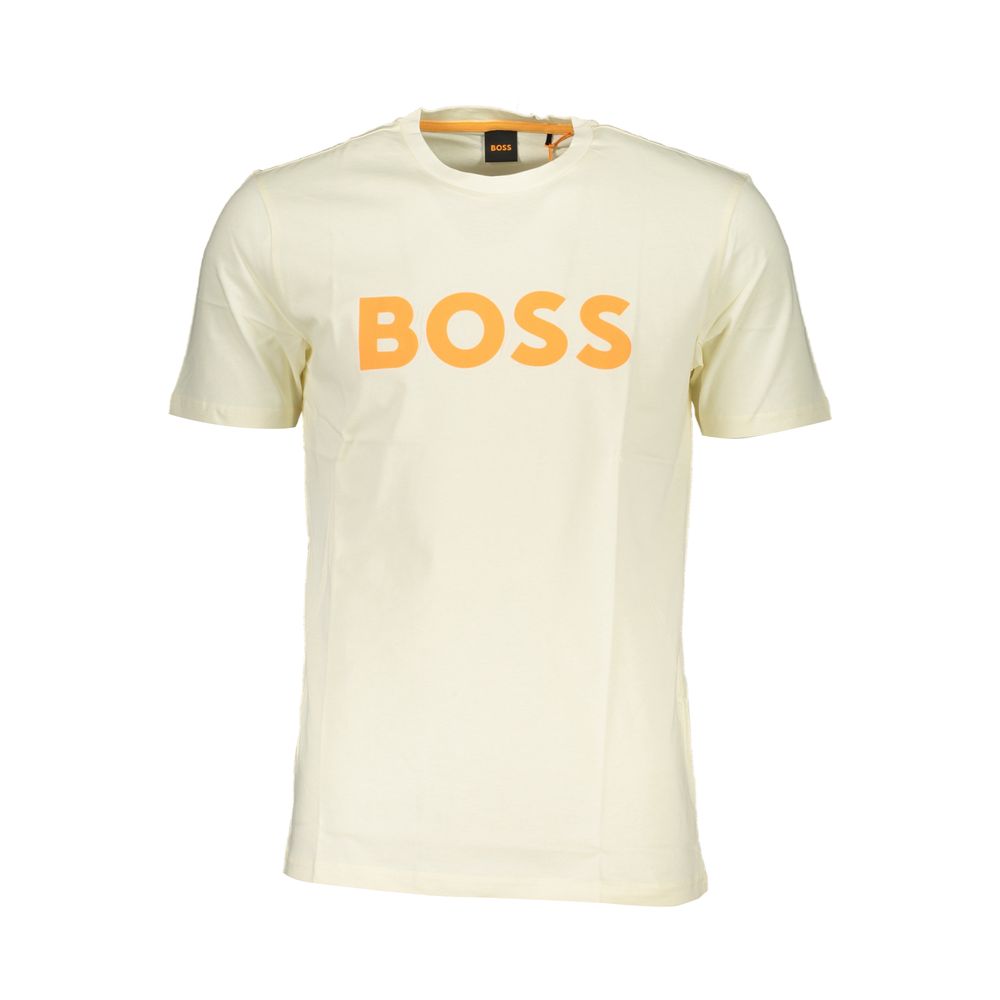 

Бежевая хлопковая мужская футболка Hugo Boss
