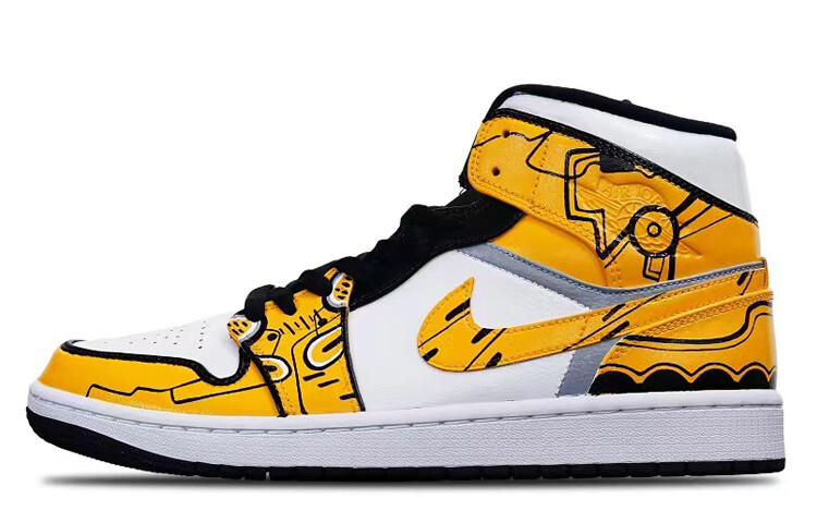 

Кроссовки Air Jordan 1 Vintage Basketball Shoes Men Mid-top Yellow, цвет Lemon