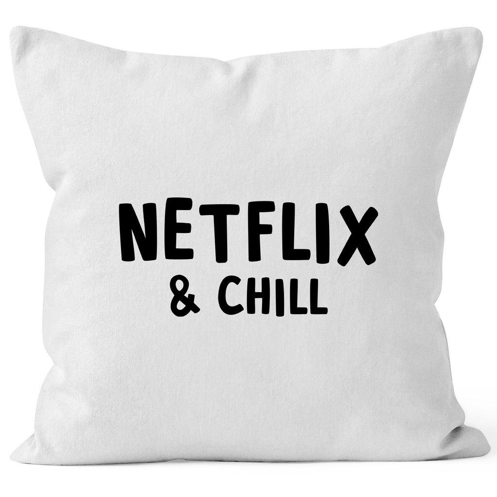 

Чехол на подушку Netflix and chill, чехол на подушку, декоративная подушка, хлопок MoonWorks, белый, униразмер