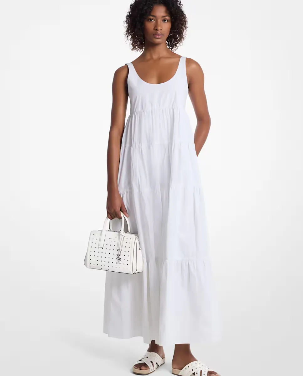 

Длинное платье расклешенного силуэта из хлопка Michael Michael Kors, белый