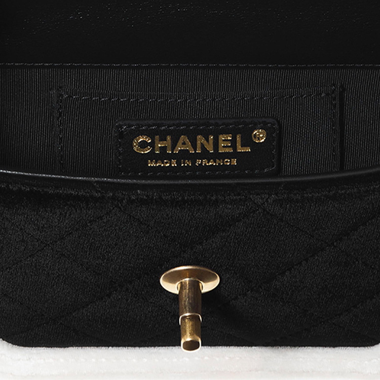 CHANEL 21k зимняя велюровая сумка с клапаном, наплечная сумка, мини-кроссбоди женская black/white — фото 3