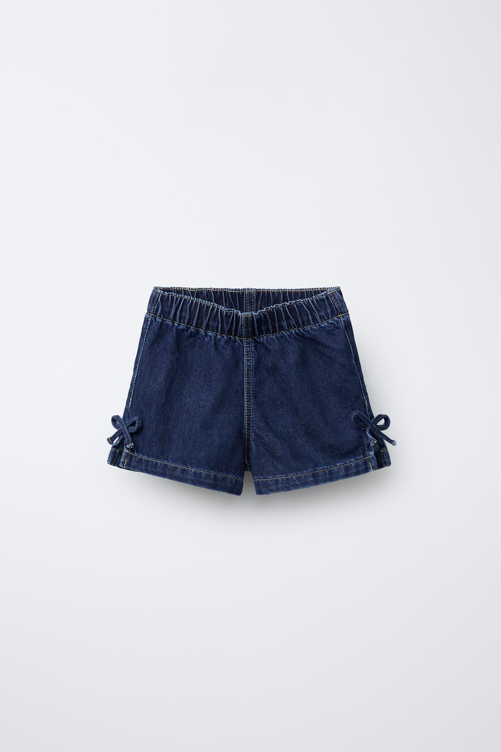 

Джинсовые шорты-бермуды с бантиками ZARA, синий