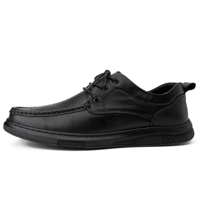 

King Jinmai Мужские повседневные туфли черные на шнуровке 22231-KK, цвет Black Lace-Up 22231-KK