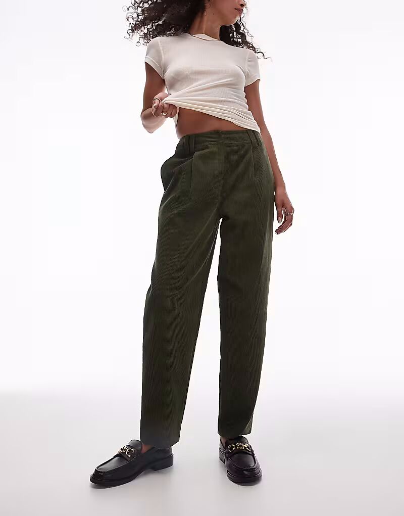 

Брюки с застежкой-шпилькой цвета хаки Topshop