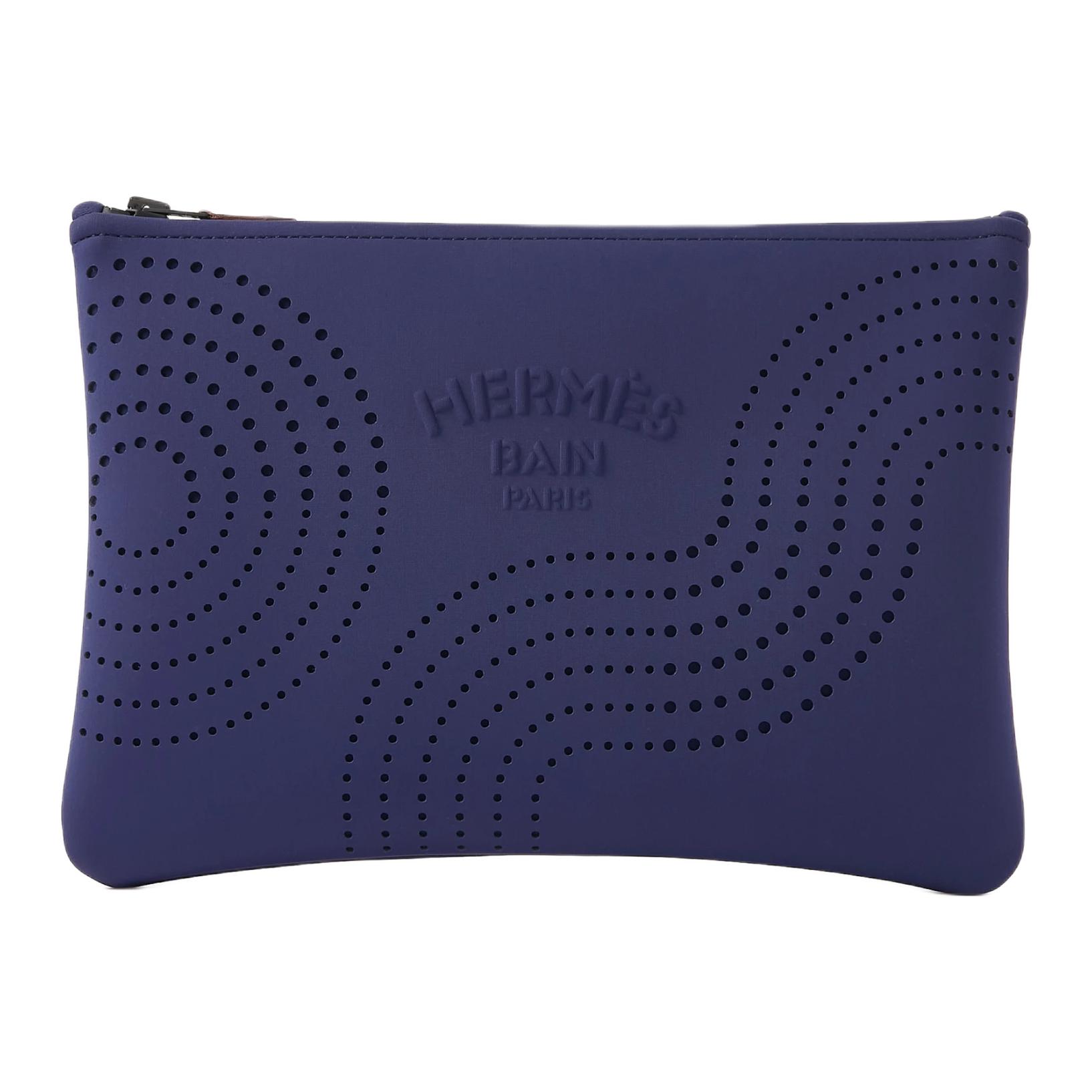 

HERMES Необейн нейлоновая муфта среднего размера женская морская синяя