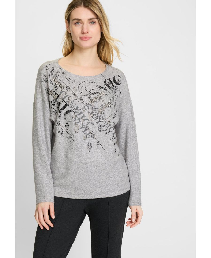 

Женская трикотажная блузка с принтом Power Print Olsen, Misty grey melange
