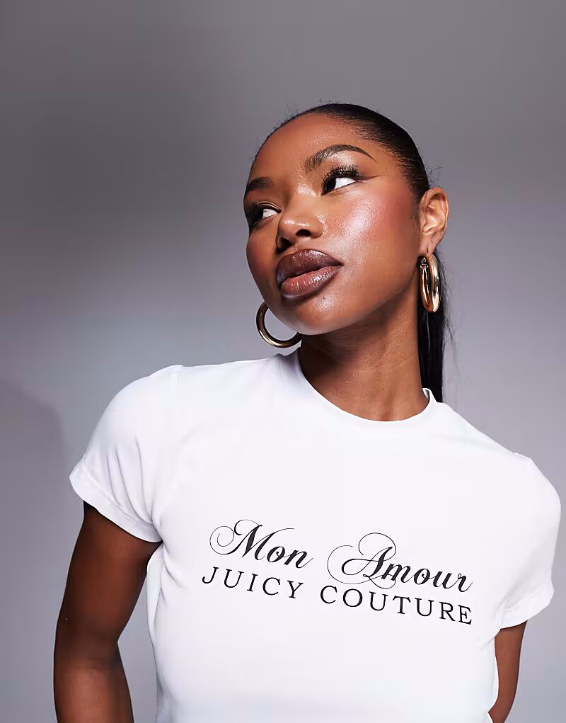 

Детская футболка Juicy Couture mon amour облегающего кроя белого цвета