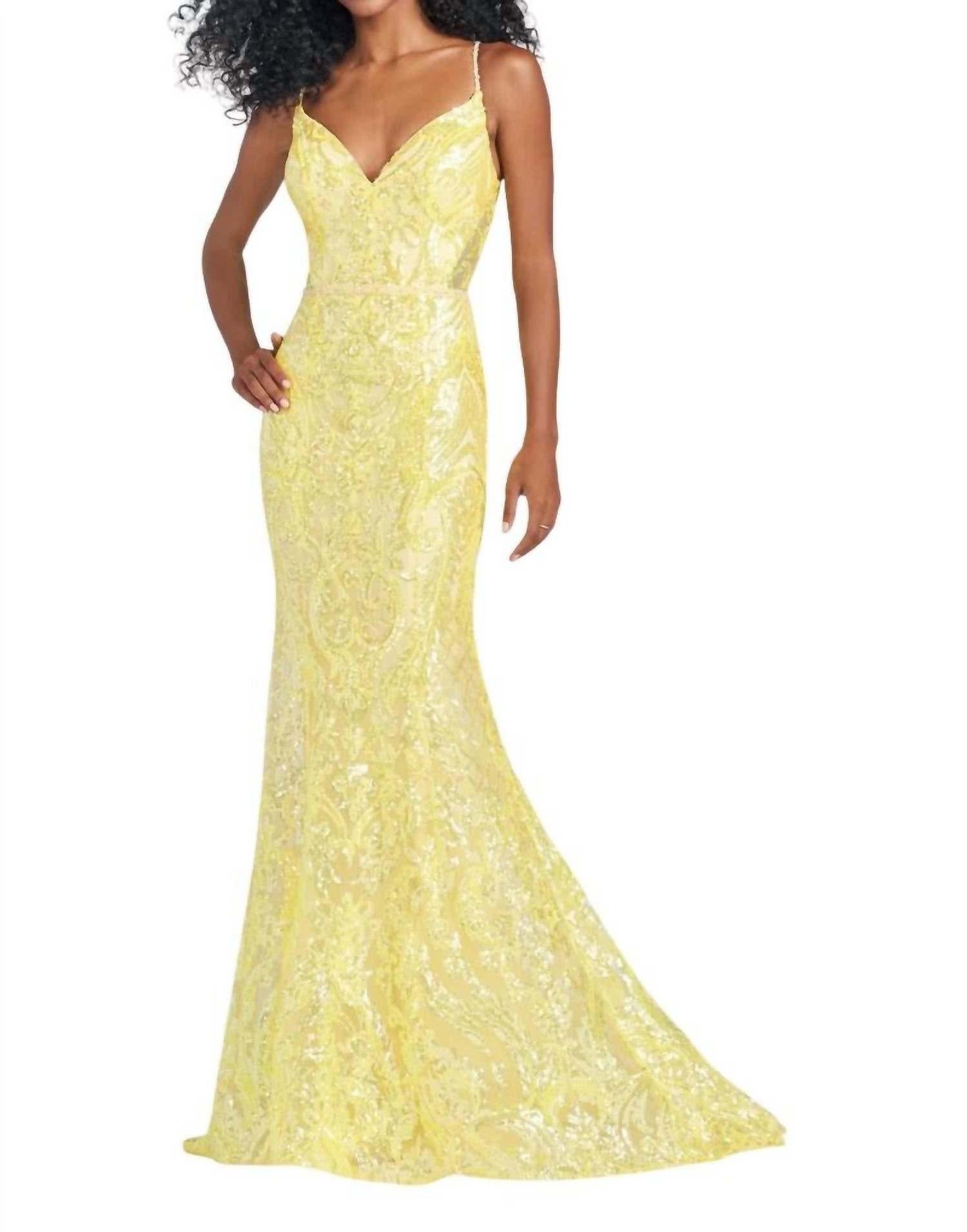 

Вышитое кружевное платье с пайетками в желтом цвете Ellie Wilde