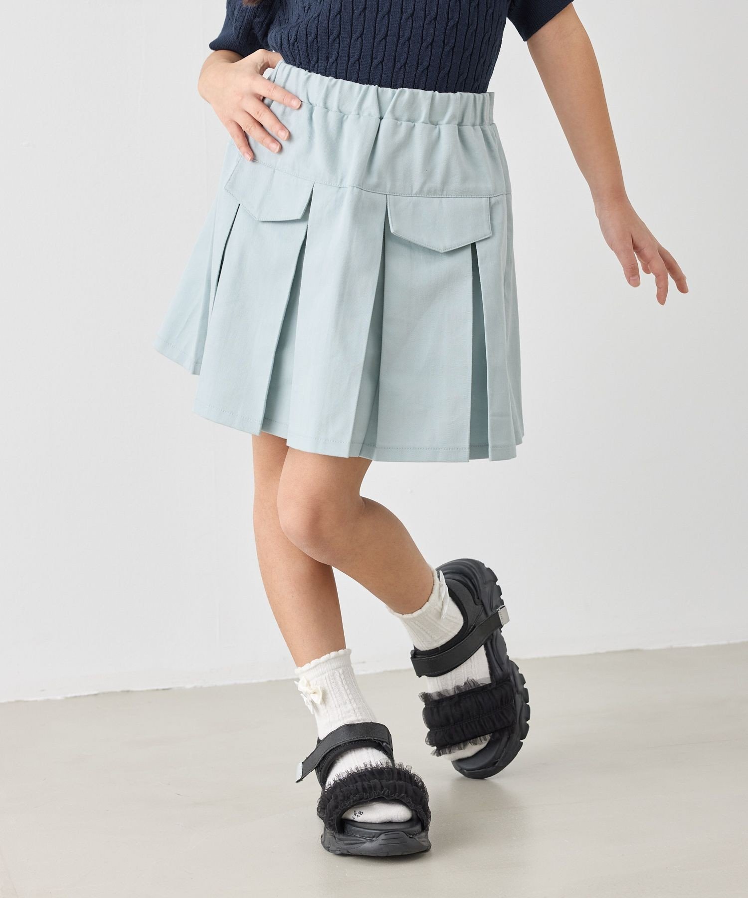 Складчатая юбка из саржи с подкладкой и подъюбниками. Rope' Picnic Kids, Light Gray (08)