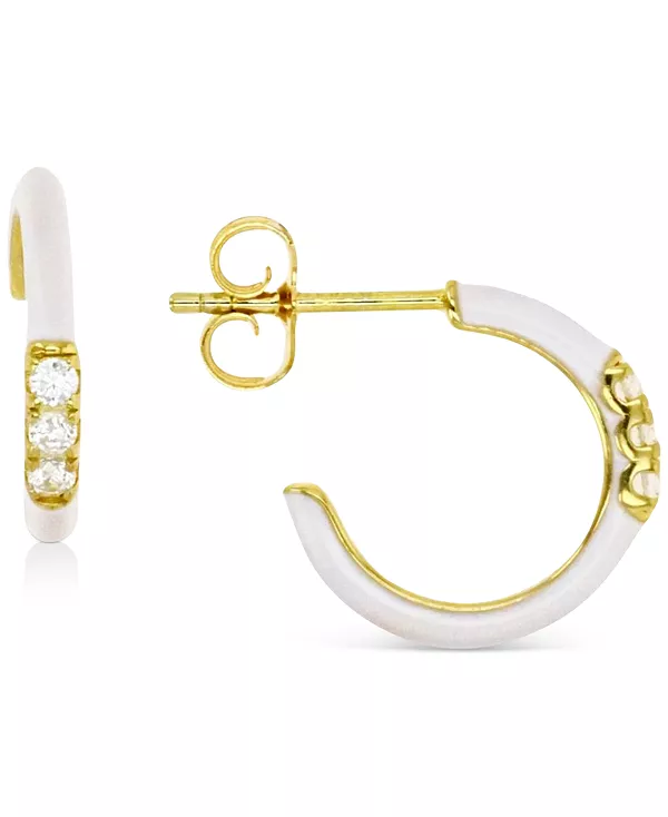 

Маленькие серьги-кольца с кубическим цирконием и эмалью, 0,55 дюйма Macy'S, white/gold