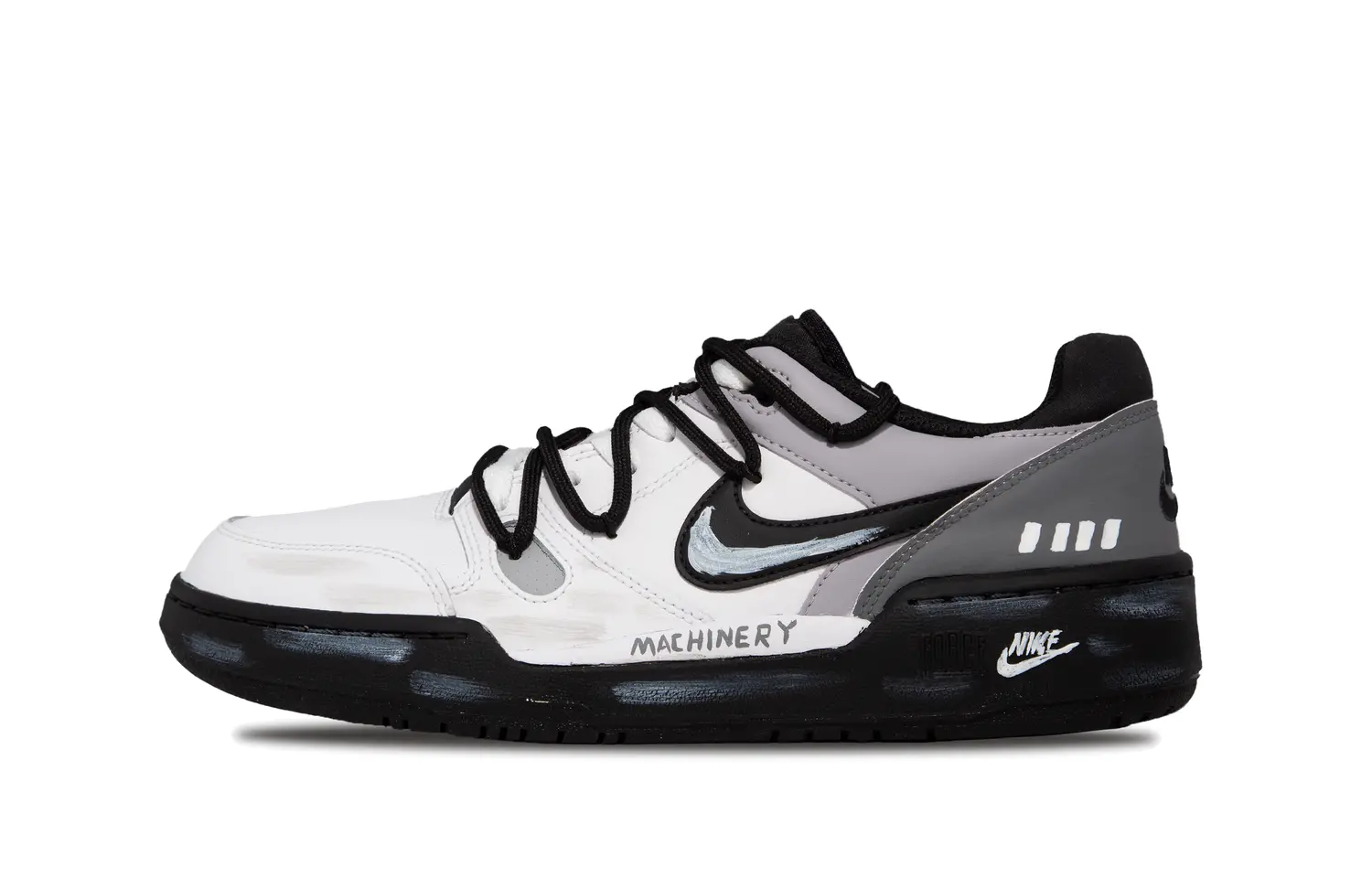 

Nike Кроссовки для скейтбординга Full Force Silver Wing, Cool Innovation Space, износостойкие, низкие, черные, мужские
