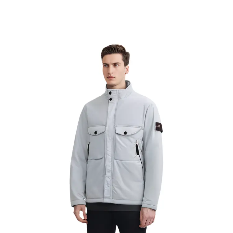 Куртка мужская жемчужно-серая Stone Island, серый — фото 3