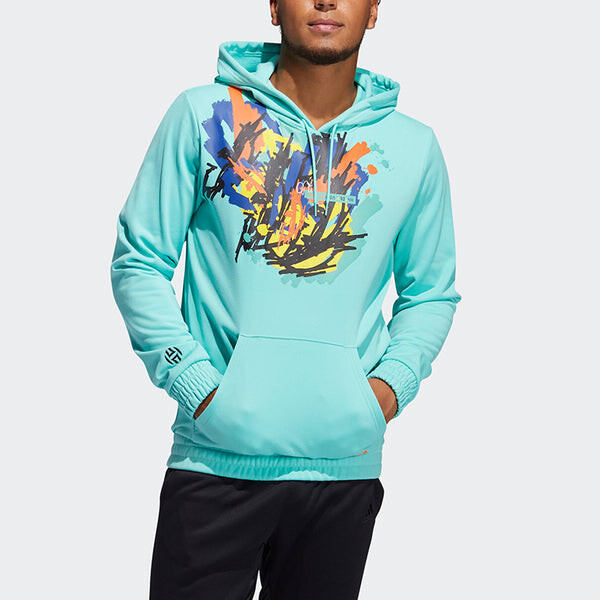 Толстовка adidas Hdn Lnch Bb H hooded Loose Printing Basketball Casual Sports Pullover Green, зеленый — фото 2