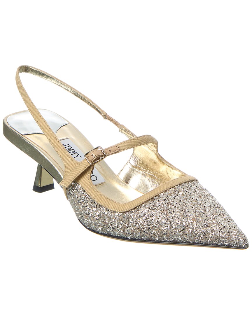 Jimmy Choo Didi 45 Блестящие и кожаные туфли-лодочки на шпильке, золотой