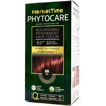

Стойкая краска для волос Phytocare, цвет красный 6R - Professional Natural Herbal Time