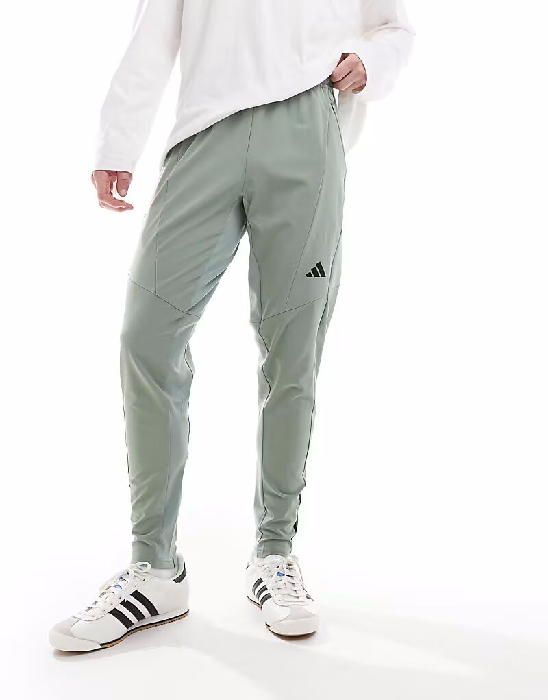 

Штаны Adidas Training Designed for training hybrid серебристо-зеленого цвета Adidas Performance