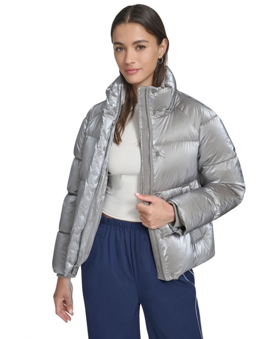 Женская стеганая пуховая куртка с капюшоном стандартного размера Levi's, Silver — фото 4
