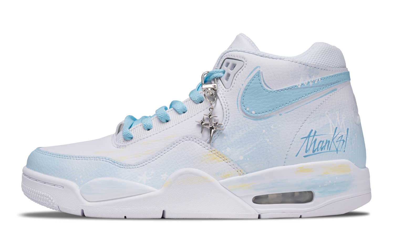 

Nike Мужские баскетбольные кроссовки Flight Legacy Lake Sea Abrasion Resistant Mid top Vintage, светло-голубые