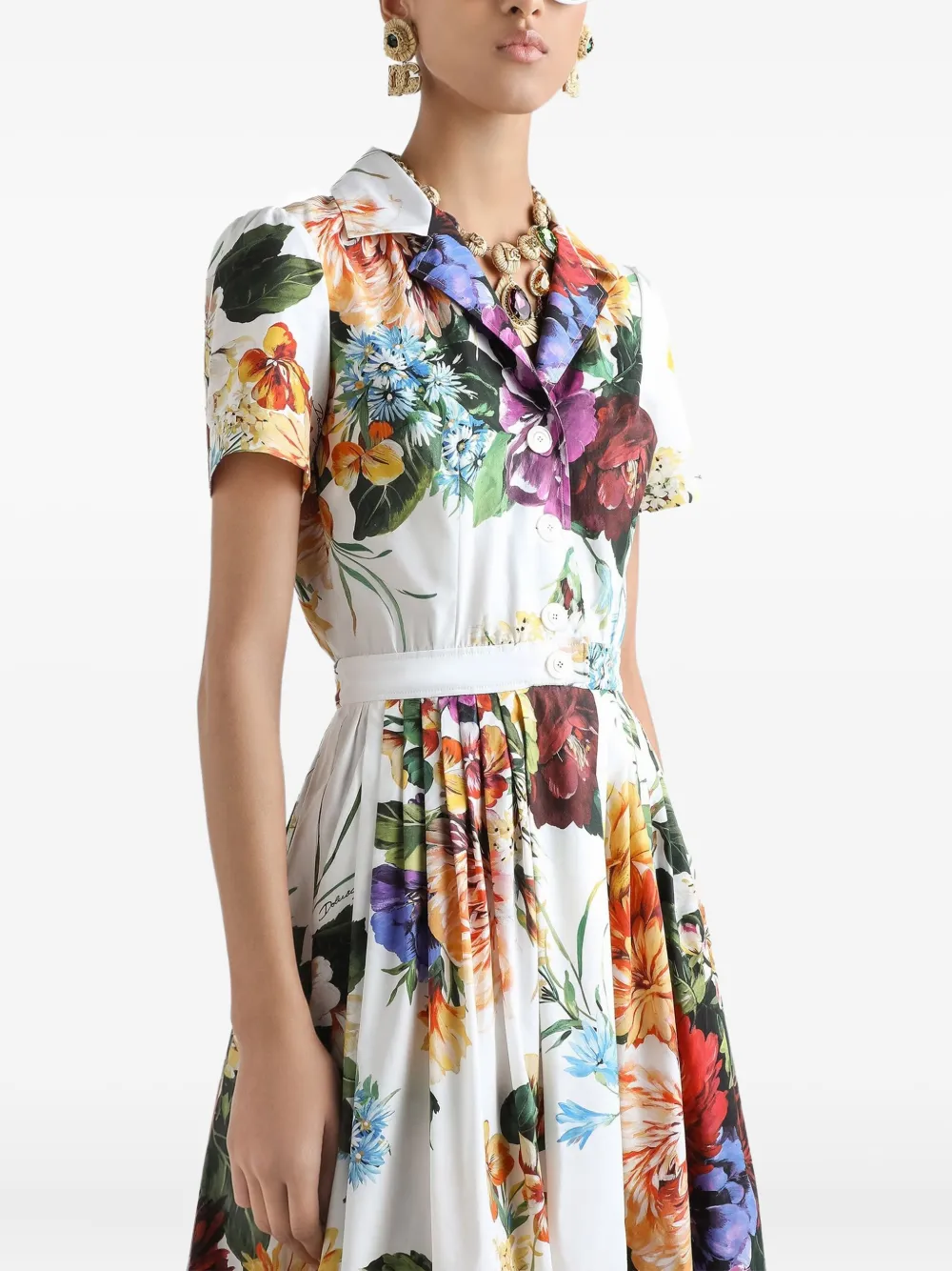 Платье макси с цветочным принтом DOLCE & GABBANA, белый — фото 4