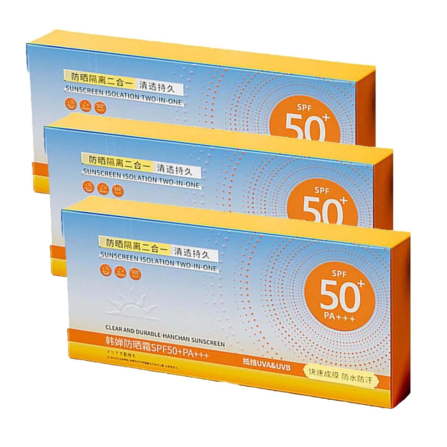 Мини-солнцезащитный крем SPF 50+ с UVA/UVB защитой, 50 шт. Generic, 3Pc