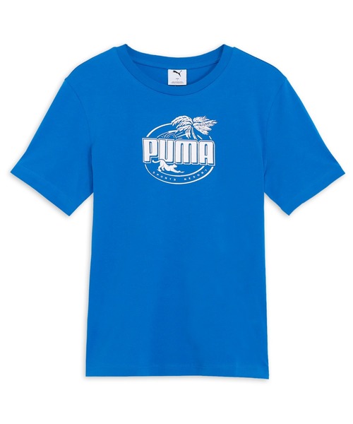 

Мужская футболка с коротким рукавом, графический принт Palm Resort PUMA, синий