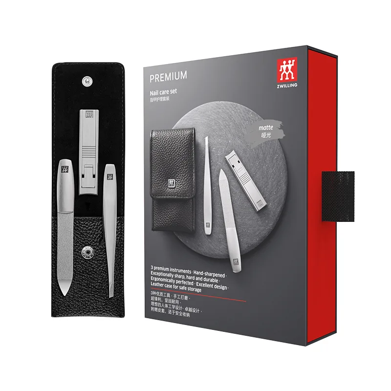 Набор для ухода за ногтями: тонкие щипчики, пилочка и пинцет ZWILLING, Nail Protective Three-Piece Set/Hepburn Red[97119-002-0] — фото 2