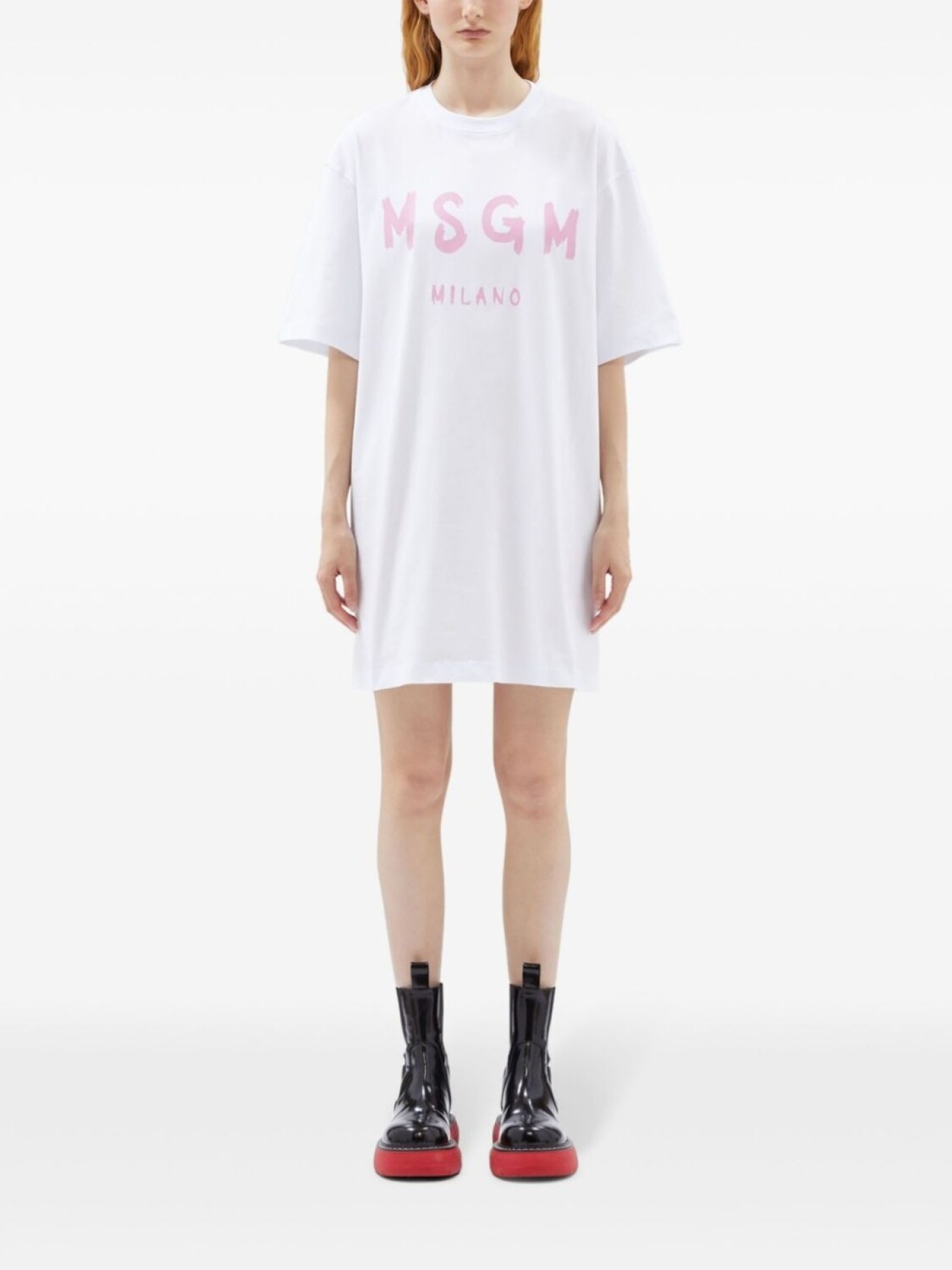 

MSGM платье из хлопка с логотипом Brushstroke, белый