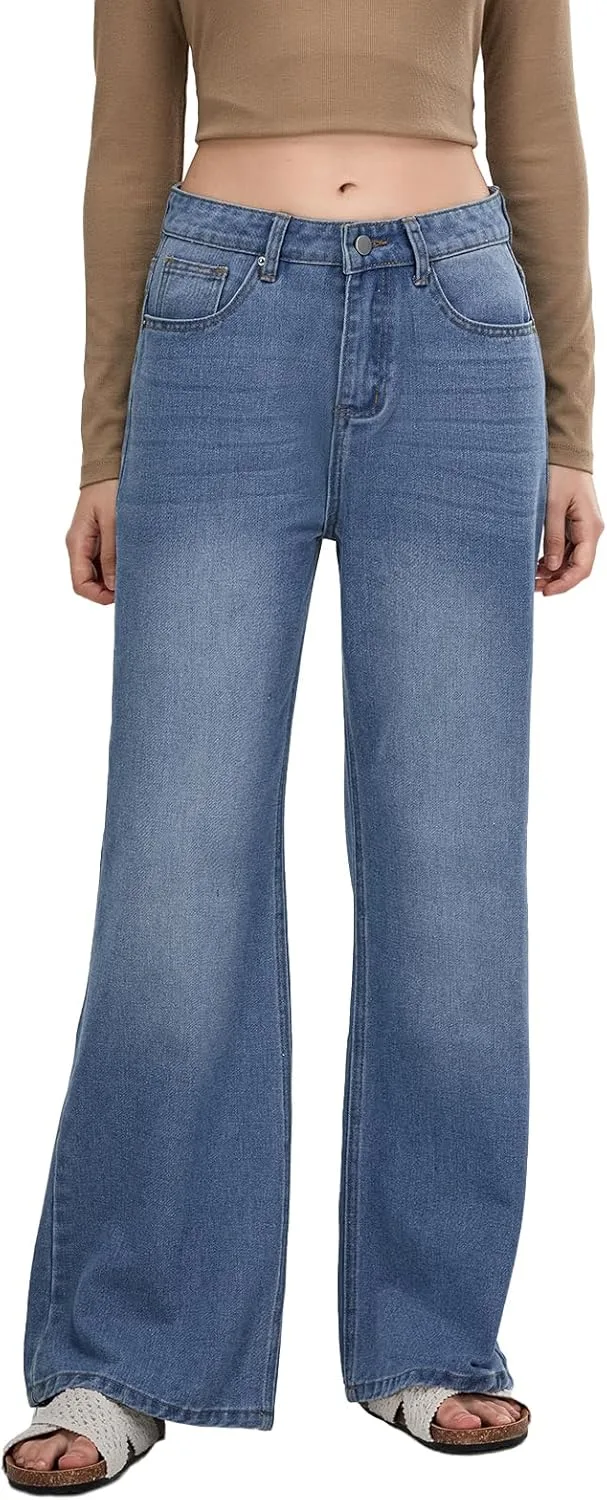 

Женские джинсы прямые широкие мешковатые high waisted relaxed fit деним Fuguibadn