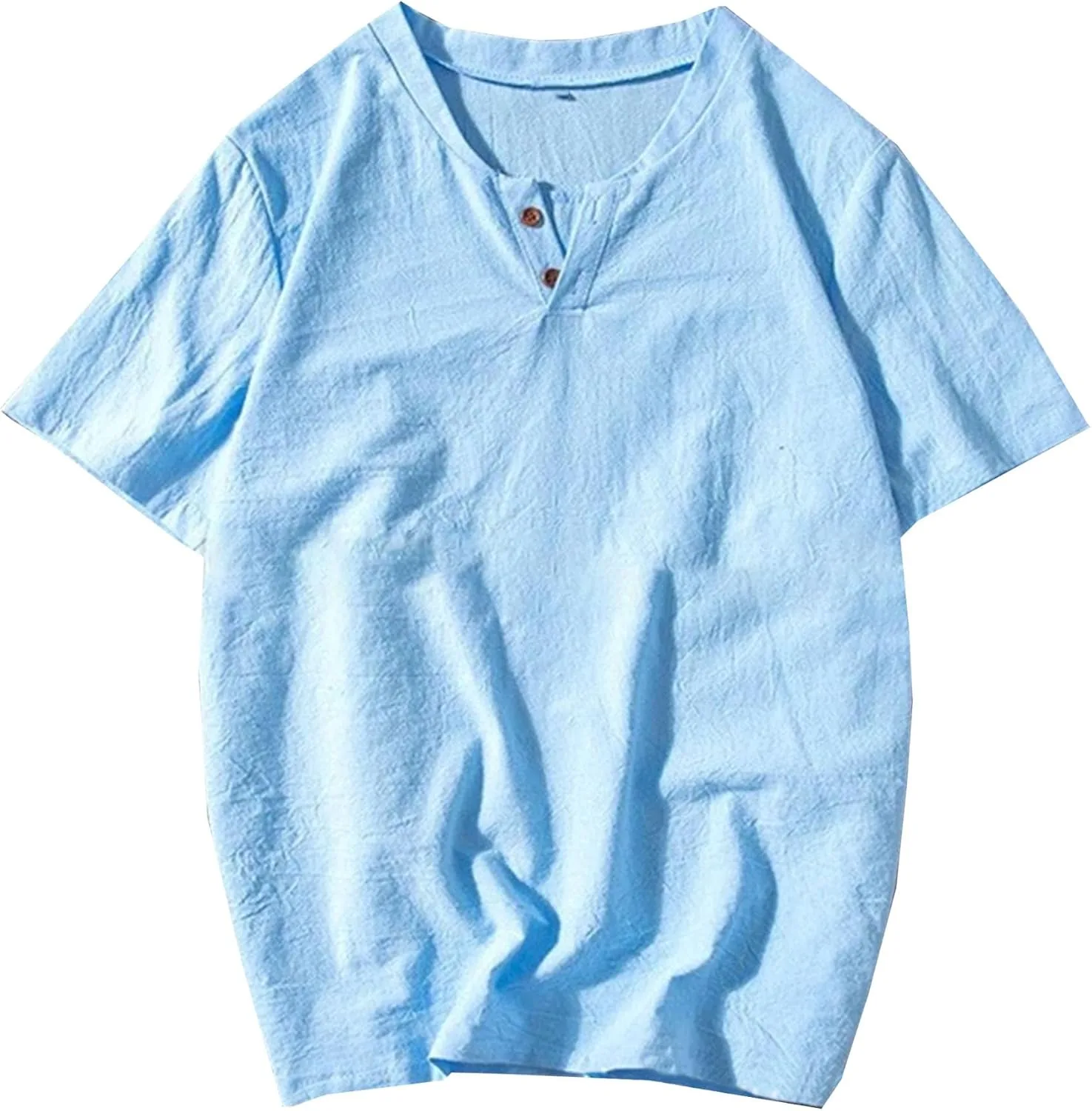 

Мужская футболка с V-образным вырезом и пуговицами, летняя, из льна, Relax Fit Gsywaipei