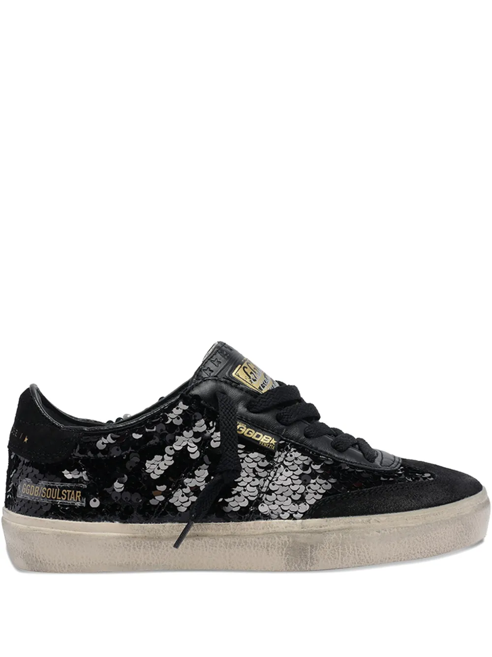 Кроссовки с круглым носком, украшенные пайетками GOLDEN GOOSE, черный