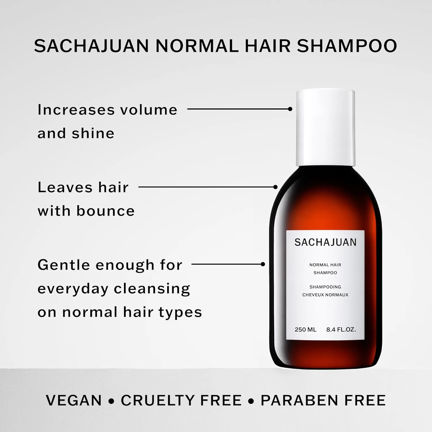 SACHAJUAN Normal Hair шампунь для всех типов волос, блеск, баланс и подвижность, Ocean Silk Technology, легкое увлажнение, веганский и без парабенов, 250 мл — фото 2