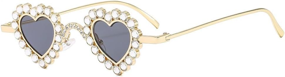 

Ретро-солнцезащитные очки в форме сердца, модные металлические очки с металлическим блеском, милые солнцезащитные очки, маленькие, яркие, для женщин, защита от ультрафиолета UV400 WNCKSQ, Gold Black