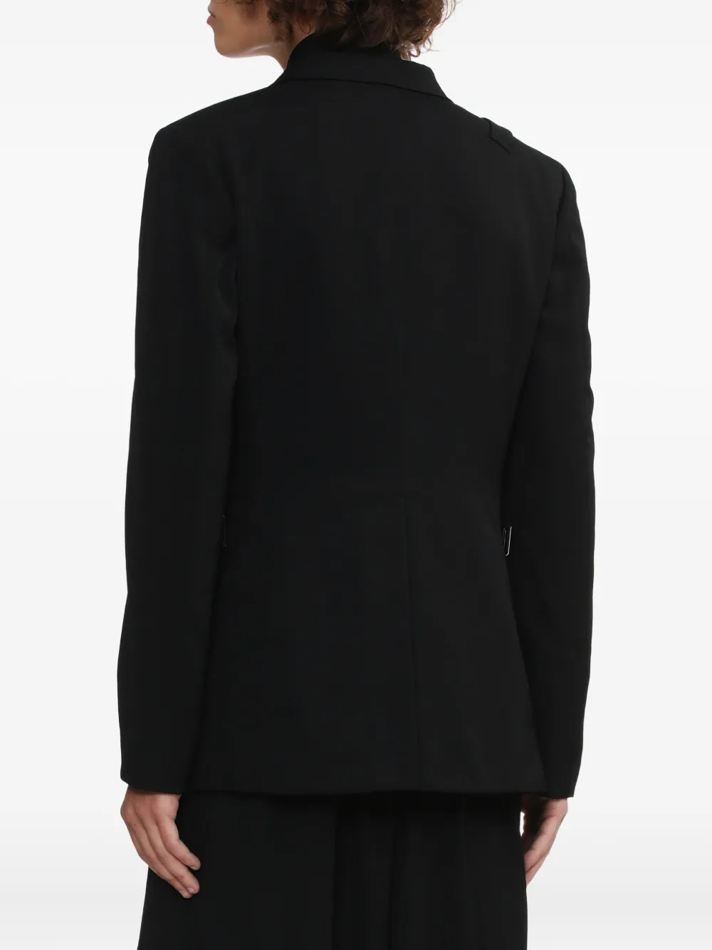 Шерстяной блейзер с вырезами на плечах Yohji Yamamoto, черный — фото 4