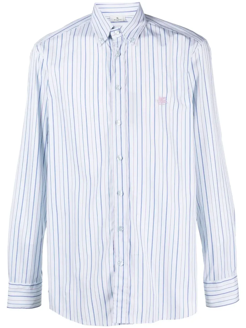 

Полосатая рубашка с вышитым логотипом ETRO, синий