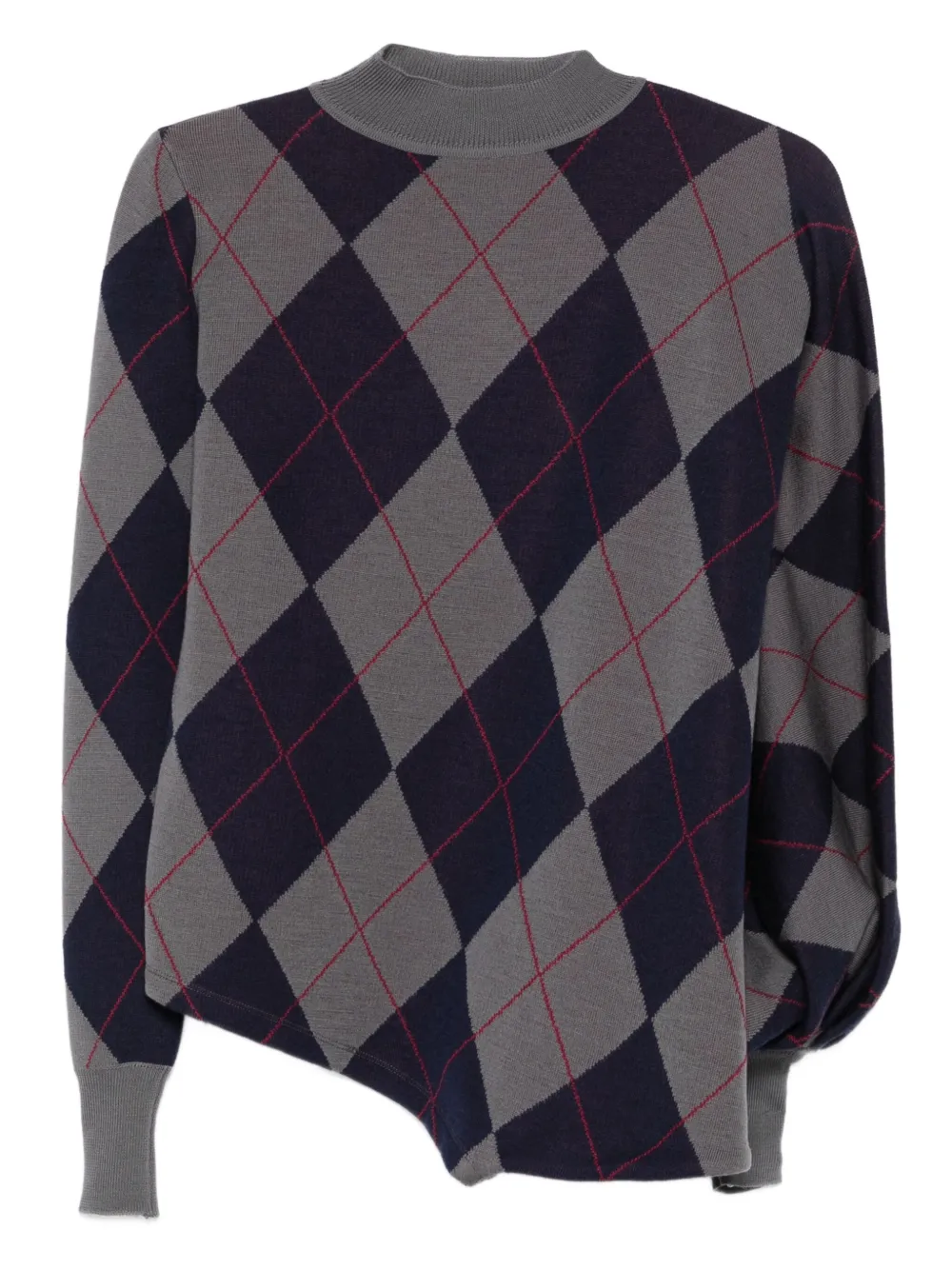 

Свитер с высоким воротом и ромбовидным узором A.W.A.K.E. Mode, серый